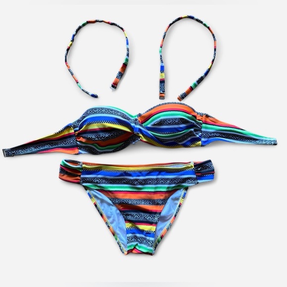 Other - Colorful Striped two piece Bikini Set small